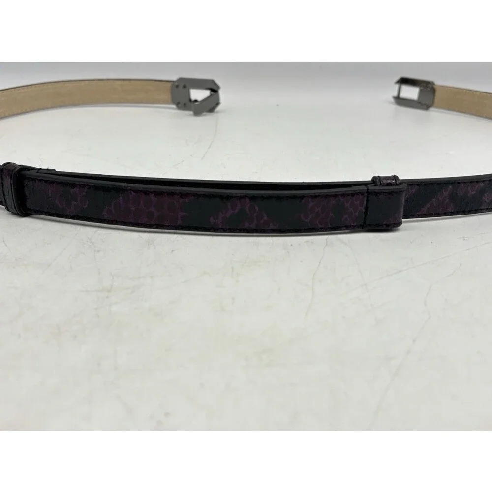 White House Black Market Belt Silver Purple Leather Belt Reptile Adjustable M/L
